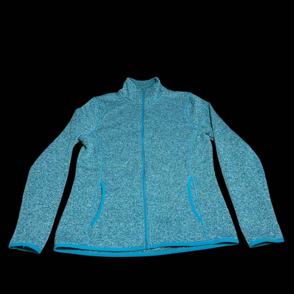 Eddie Bauer Full Zip Fleece Jacket Size L Blue Melange